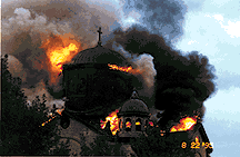 photo of church burning